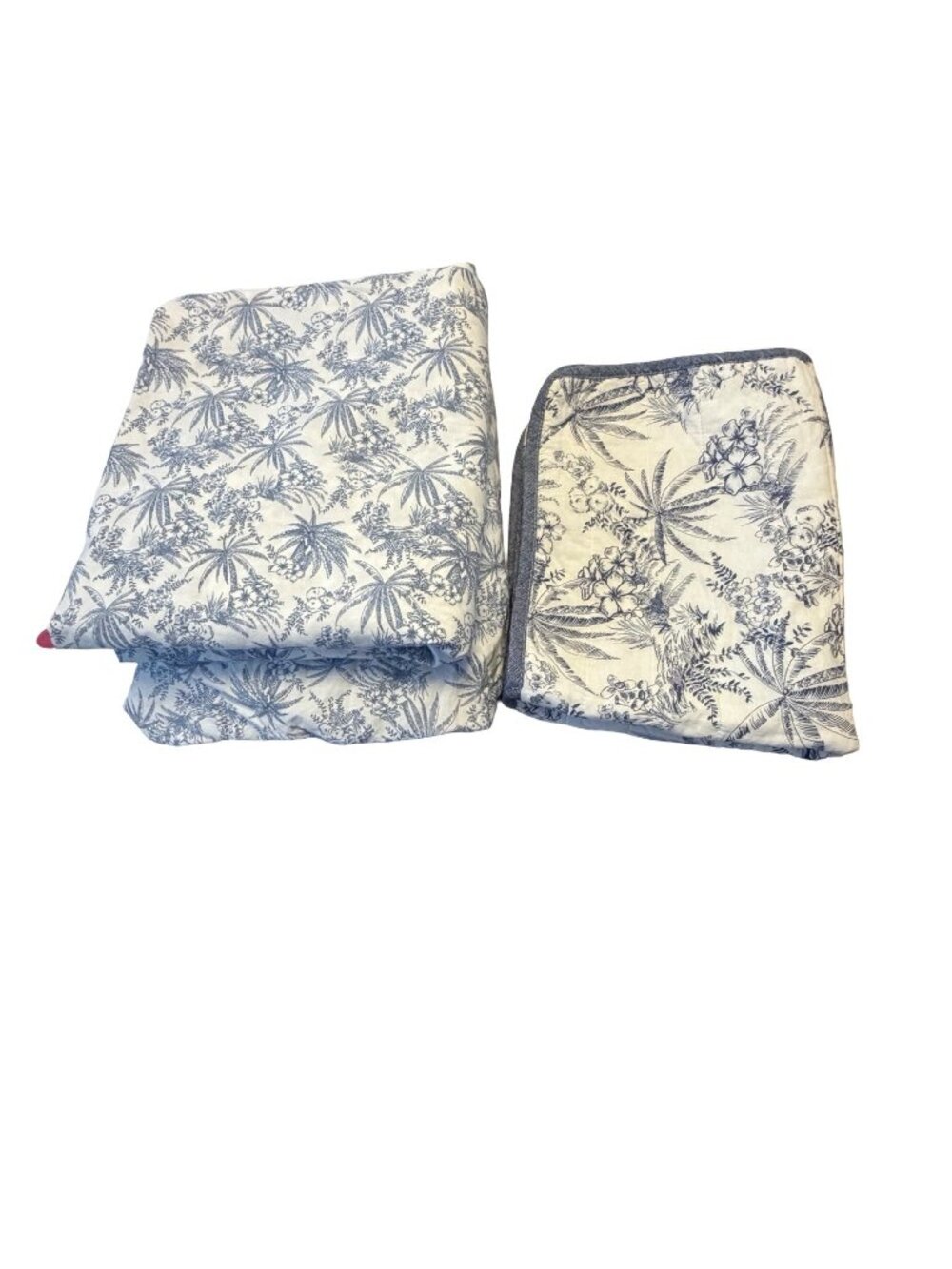 Tommy Bahama Home Queen Flat Fitted Sheet Standard Sham 20x26 Blue White Tropica